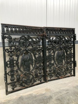 Exceptional 19th C.  French Gothic Cast iron Church Gate/Doors with angels 11