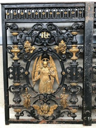 Exceptional 19th C.  French Gothic Cast iron Church Gate/Doors with angels 3