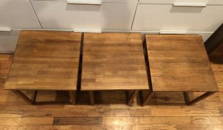 3 Danish Mid Century Modern Teak Nesting Tables Set Combines To Minimalist Cube 3