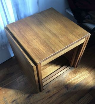 3 Danish Mid Century Modern Teak Nesting Tables Set Combines To Minimalist Cube 6