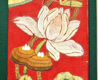 1900 ' s Chinese Silk Embroidery Gold Threads Panel Textile Tapestry Lily Mantis 4