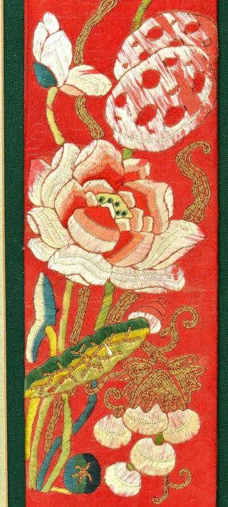 1900 ' s Chinese Silk Embroidery Gold Threads Panel Textile Tapestry Lily Mantis 5