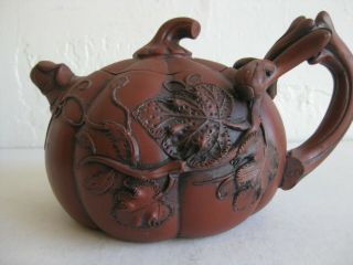 Fine Old Chinese Yixing Zisha Pottery Teapot Tea Pot Figural Pumpkin SIGNED 3