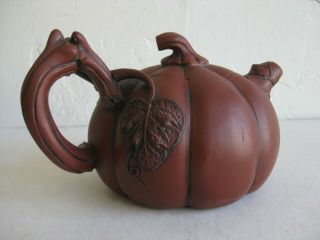 Fine Old Chinese Yixing Zisha Pottery Teapot Tea Pot Figural Pumpkin SIGNED 5