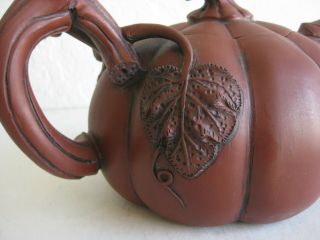 Fine Old Chinese Yixing Zisha Pottery Teapot Tea Pot Figural Pumpkin SIGNED 6