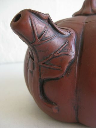 Fine Old Chinese Yixing Zisha Pottery Teapot Tea Pot Figural Pumpkin SIGNED 7