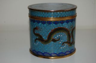 1900 ' s Chinese Gilt Cloisonne Enamel Green Dragon Box Tea Caddy Humidor 398G 12