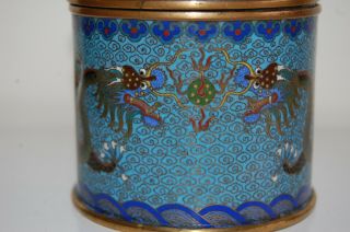 1900 ' s Chinese Gilt Cloisonne Enamel Green Dragon Box Tea Caddy Humidor 398G 2