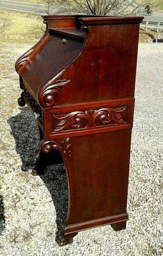 Antique Mahogany Victorian Ladies Drop Front Desk Claw Foot Art Nouveau 1900 ' s 10