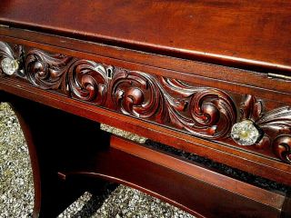 Antique Mahogany Victorian Ladies Drop Front Desk Claw Foot Art Nouveau 1900 ' s 4