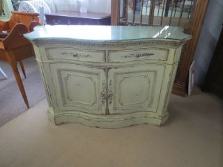 Habersham Furniture Sideboard With Serpentine Front And Glass Top