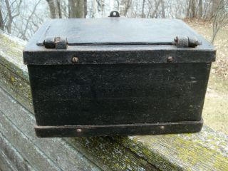 ANTIQUE 1800 ' S CAST IRON STRONG BOX STAGECOACH BOX IN 4