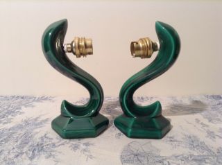 Rare Vintage French Art Deco Green Porcelain Parisian Wall Lights (3975)