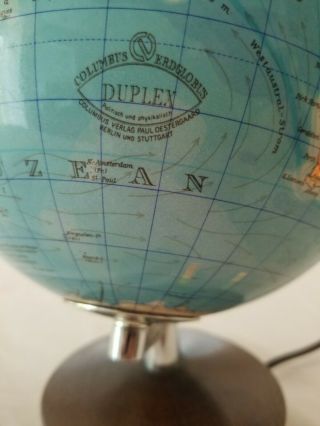 Vintage Globe Germany.  Light up.  Columbus Erdglobus Paul Oestergaard 3