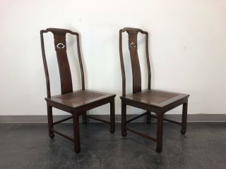 HENREDON Pan Asian Mahogany & Cane Dining Side Chairs L 27 - 8902 - Pair 3