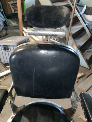 Antique Koken Barber Chair - Black Leather - Headrest - 7