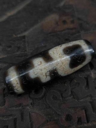 Collect Rare Tibet Old Agate Dzi Prayer Bead Exorcism Amulet Pendant Necklace