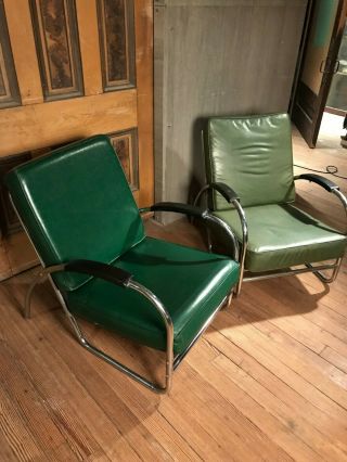 1930s Machine Age Modern Black And Chrome Lounge Chair,  Lloyd Kem Weber