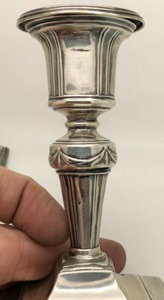 1900 George Howson Sterling Silver 5” Pillar Candlesticks 14.  5 ozt Antq English 11