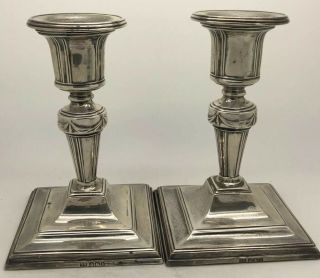 1900 George Howson Sterling Silver 5” Pillar Candlesticks 14.  5 Ozt Antq English