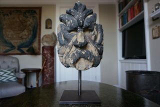 A Large Ancient English Post Medieval Carved Stone Head 