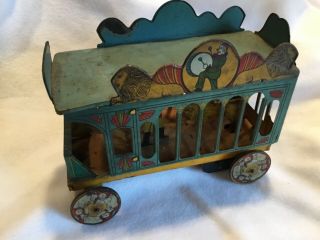 Antique Strauss Big Show Circus Tin Litho Wind Up Toy Car