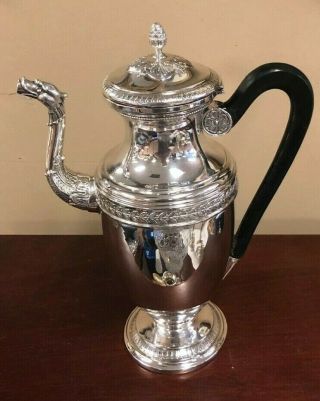 French Sterling Coffee Pot C1900 Tetard Freres " French Empire " 25 Oz.