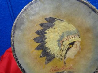 Vintage Paint DECORATED Native American Indian DRUM 4