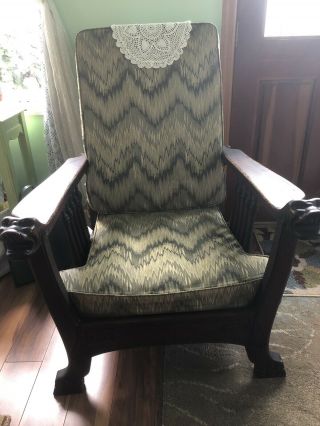 Antique Tiger Oak Arts & Crafts Style Morris Chair Magnificent