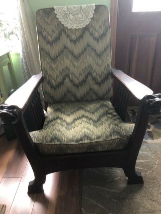 Antique Tiger Oak Arts & Crafts Style Morris Chair Magnificent 2