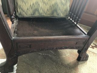 Antique Tiger Oak Arts & Crafts Style Morris Chair Magnificent 5