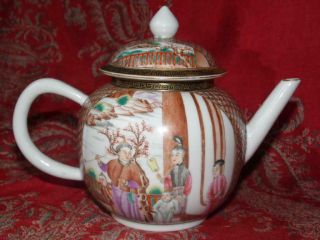 Rare 18thC Chinese Qianlong Famille Rose Export Porcelain ' Mandarin ' Teapot 3