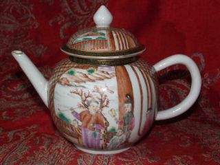 Rare 18thC Chinese Qianlong Famille Rose Export Porcelain ' Mandarin ' Teapot 5