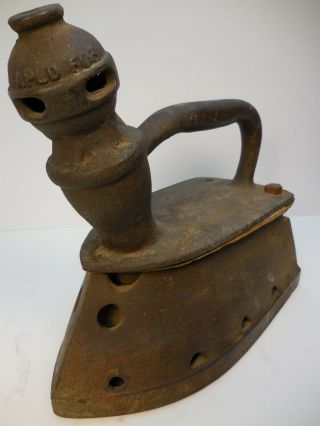 Interesting Antique / Vintage Gas ? Sad Iron - Patent Applied For,  Old Tool