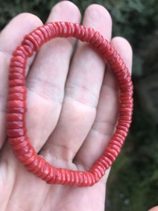 Old Natural Undyed Blood Red Coral Bracelet 3