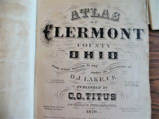 Clermont County Ohio 1870 Atlas Batavia Bethel Richmond Amelia Landowner Map