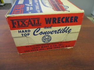 VINTAGE MARX FIX - ALL WRECKER & HARD TOP CONVERTIBLE WITH TOOLS AND EQUIP & BOX 4