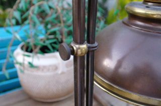 Vintage French Brass Table Lamp Curve Arm Rise & Fall Industrial 70s Rustic Chic 8