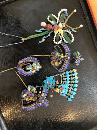 5 Kingfisher Feder Hair Ornaments
