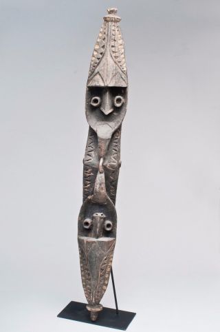 Old Papua Guinea Wooden Carved Yena Totem Janus (2 - Headed) Figure,  Huge 60 "