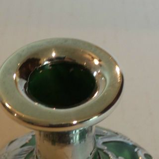 ANTIQUE ART NOUVEAU GREEN GLASS SCENT BOTTLE, .  999 ALVIN SILVER OVERLAY 3