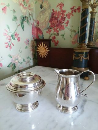 Stieff Colonial Williamsburg Sterling Silver Sugar Bowl/creamer Set Rare