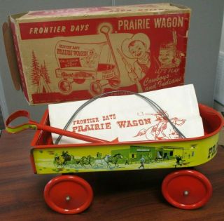 Rare Vintage Ohio Art Frontier Days Prairie Wagon Western Toy No.  138 W/orig Box
