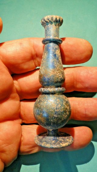 Stunning Roman Decorative Blue Glass Vase,  (ca.  2nd - 6th Century A.  D. )