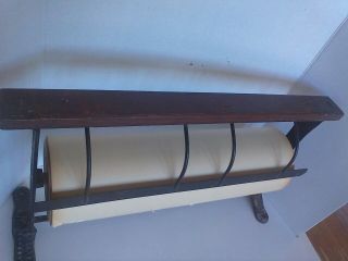 Vtg Cast Iron Butcher Wrapping Packing Paper Roll Dispenser.  The Piqua 22 " W