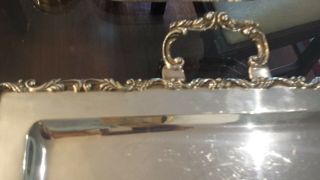 2285g masterpiece STERLING SILVER BORDER CARVING HANDLE TRAY COLONIAL STYLE 8