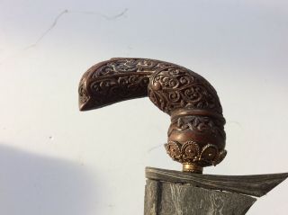 Old Antique Bugis Sumatran Peninsular Keris Kris Sword Dagger Gold Scabbard