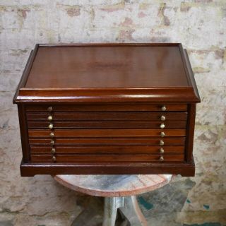 Vintage Wooden Coin Collectors Cabinet Bank of Drawers Haberdashery 2