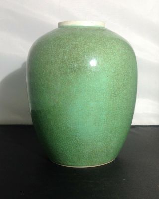 Antique Chinese crackle green glaze porcelain jar vase 4