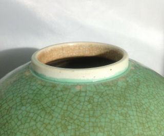 Antique Chinese crackle green glaze porcelain jar vase 5